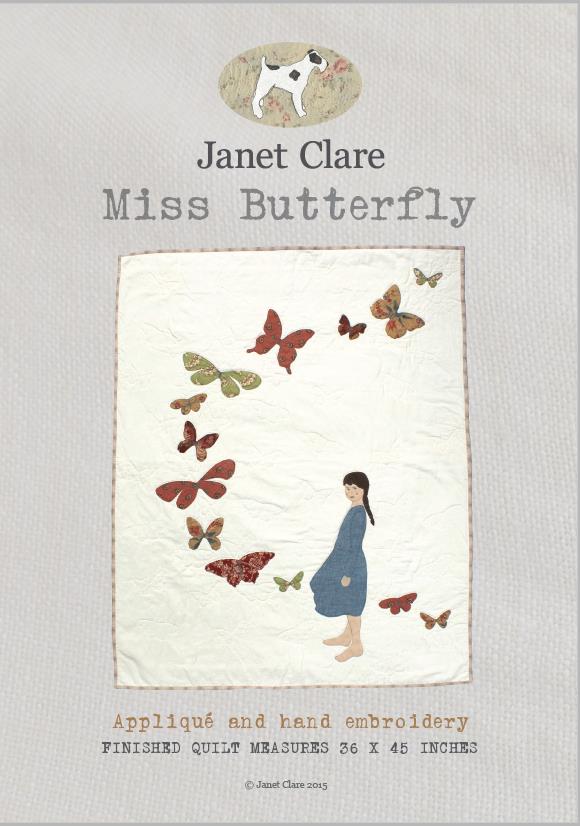 Miss Butterfly Appliqué and Hand Embroidery Pattern - by Janet Clare