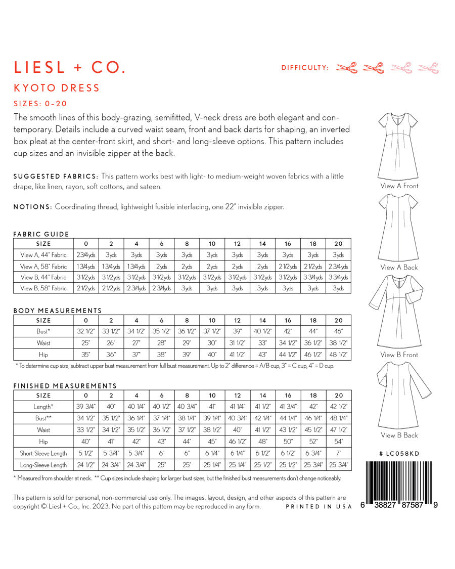 Kyoto Dress Pattern by Liesl + Co