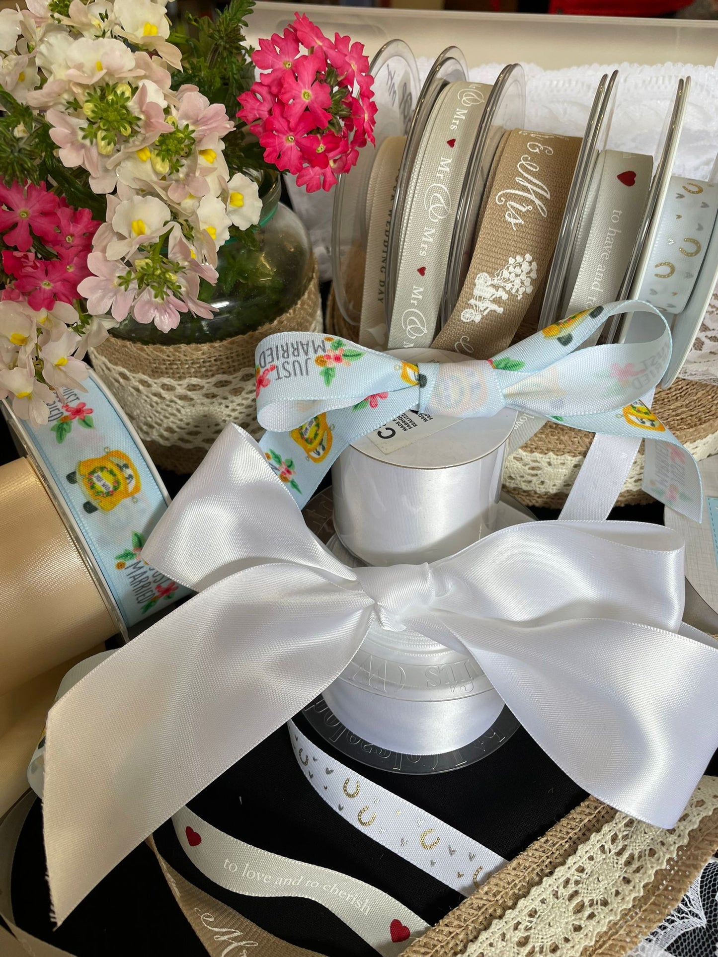 Wedding, Engagement, Anniversary and Special Occasion Ribbons - Available in our Retail Shop in Tavistock