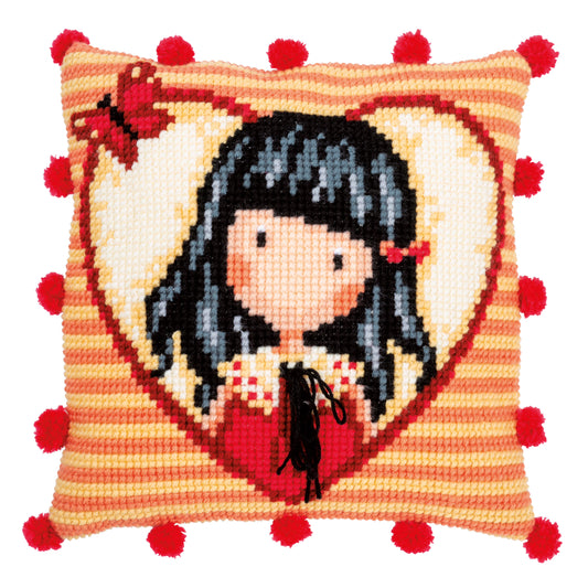 Gorjuss Cushion Cross Stitch Kit - Time to Fly! By Vervaco SALE