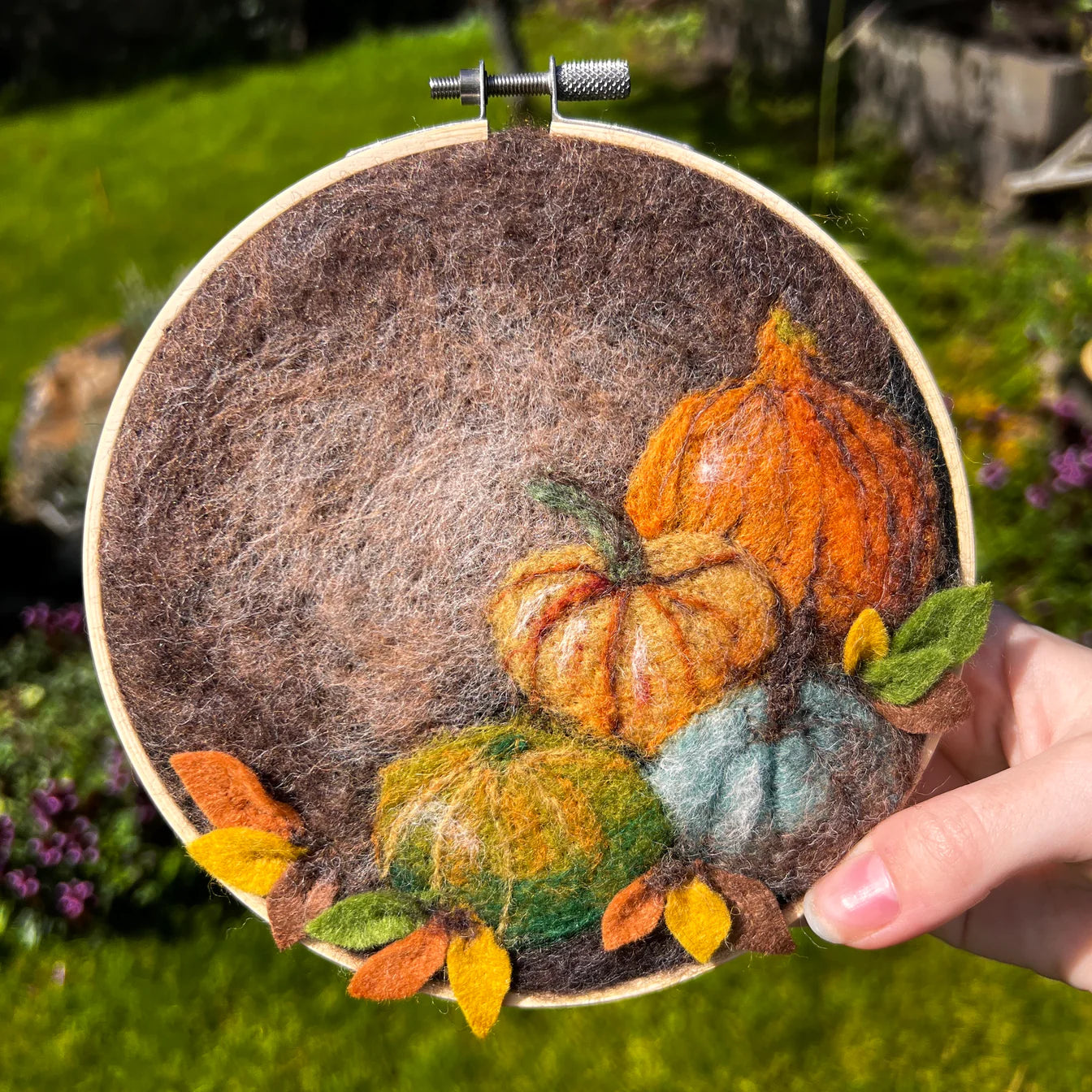 Pumpkins in a Hoop - Needle Felting Kit by The Crafty Kit Company