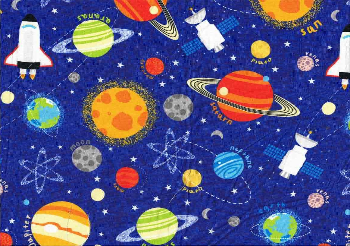 The Universe,  Space Rockets and Planetary Fabric Collection - Sold by the Half Metre