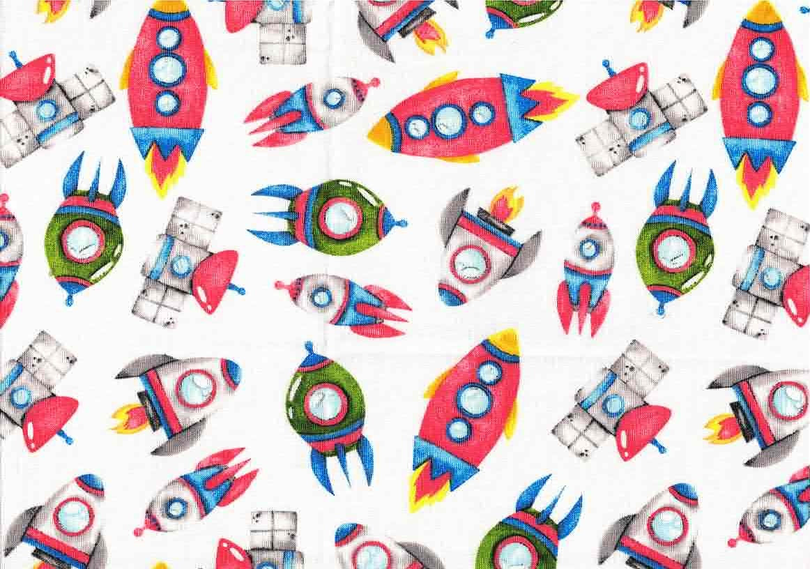 The Universe,  Space Rockets and Planetary Fabric Collection - Sold by the Half Metre