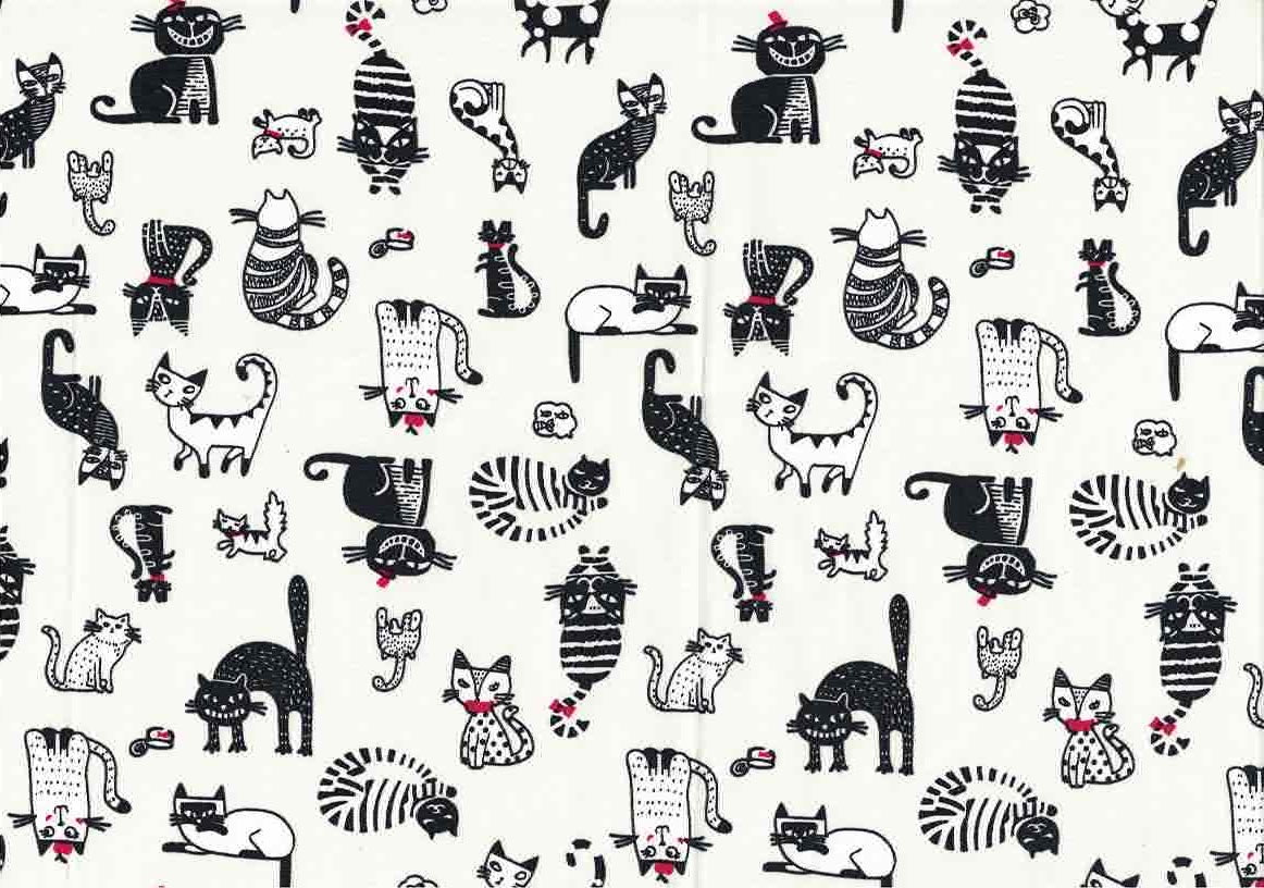 Cats for Cat Lovers - Printed 100% Cotton Fabric - Available by the Half Metre.