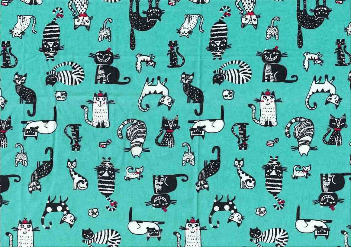 Cats for Cat Lovers - Printed 100% Cotton Fabric - Available by the Half Metre.