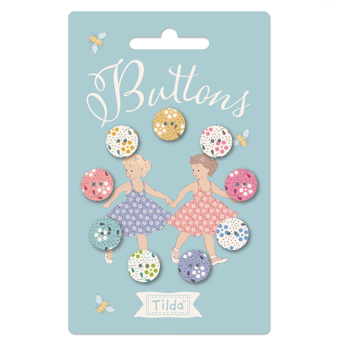 Tilda Buttons - Meadow Basics: Fabric Covered: 12mm: Pack of 9