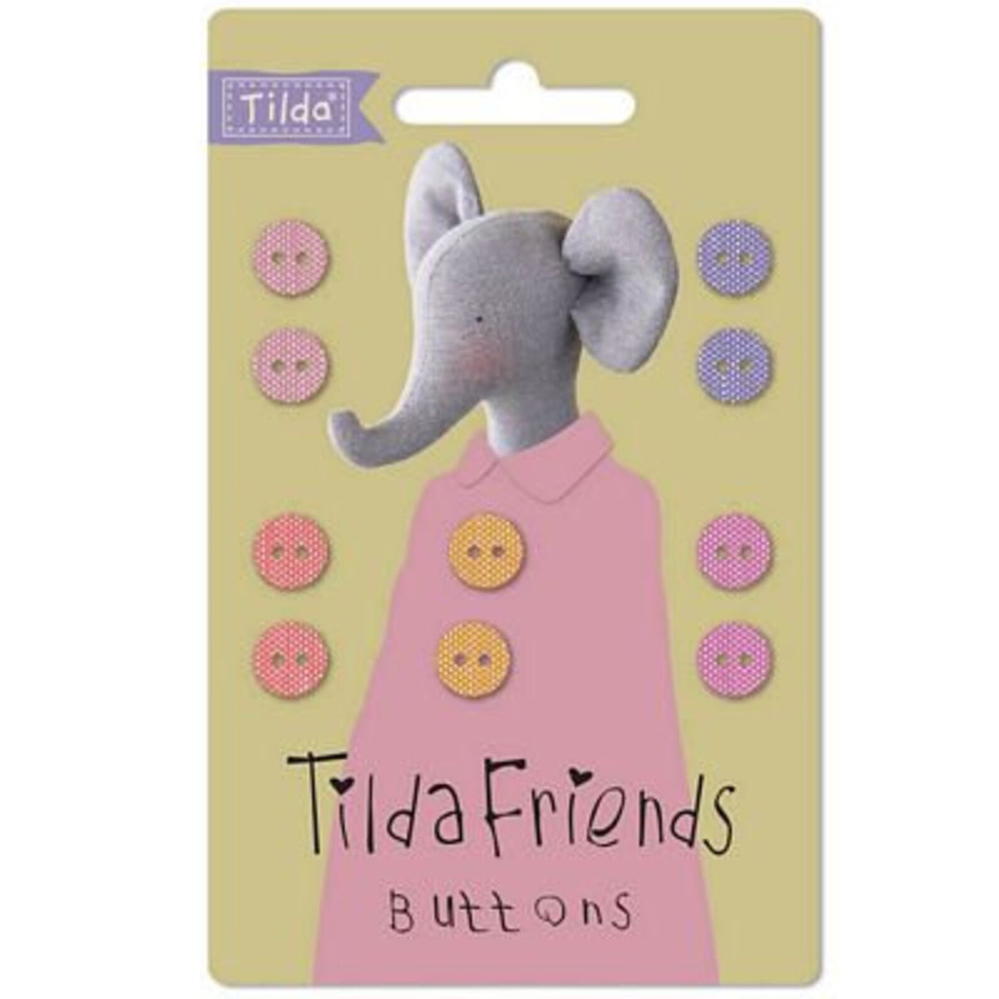 Tilda Buttons - Friends: Chambray: Warm Colours: 9mm (0.35in): Pack of 10