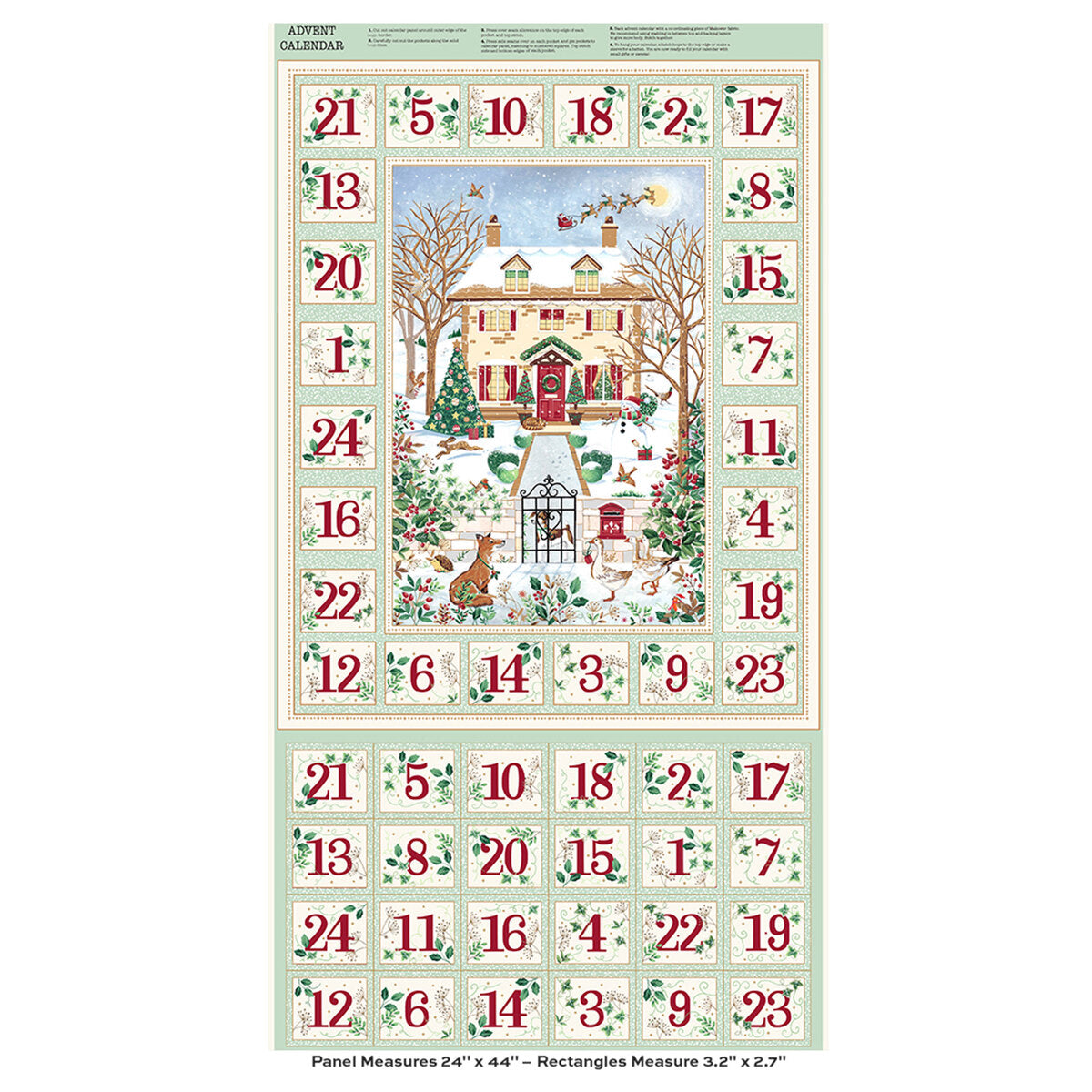 Country Christmas Advent Calendar ALL YOU NEED Fabric Pack - by Makower