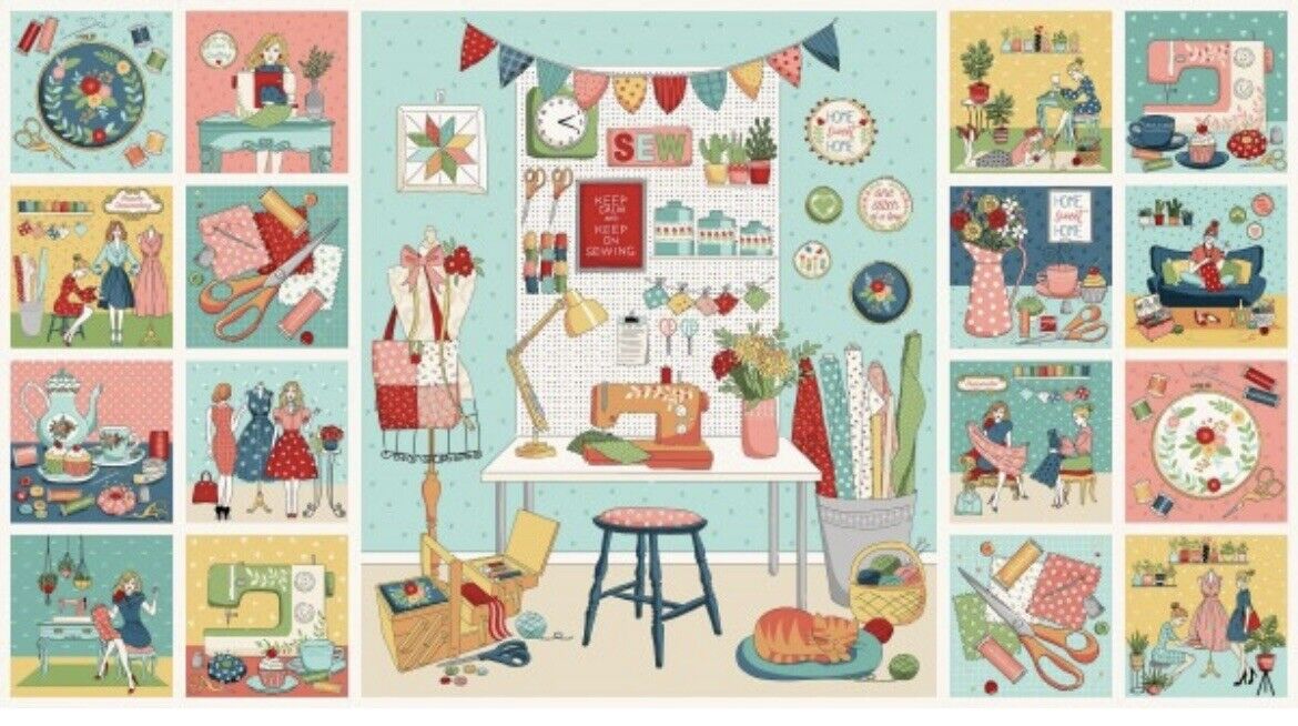Sewing Room Fabric Panel - by Makower