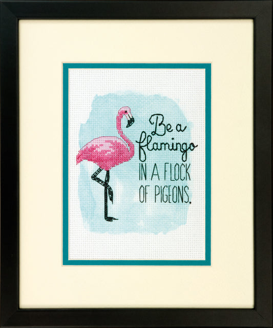 Be A Flamingo in a Flock of Pigeons - Mini Counted Cross Stitch Kit