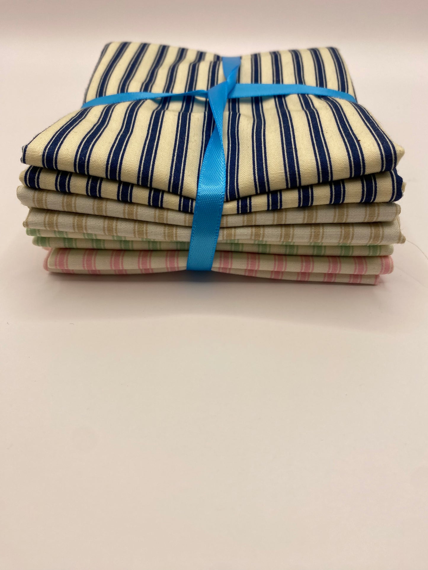 Striped Fabric Fat Quarter Bundle -  Four Stripe Fabric Pieces of Varying Colour