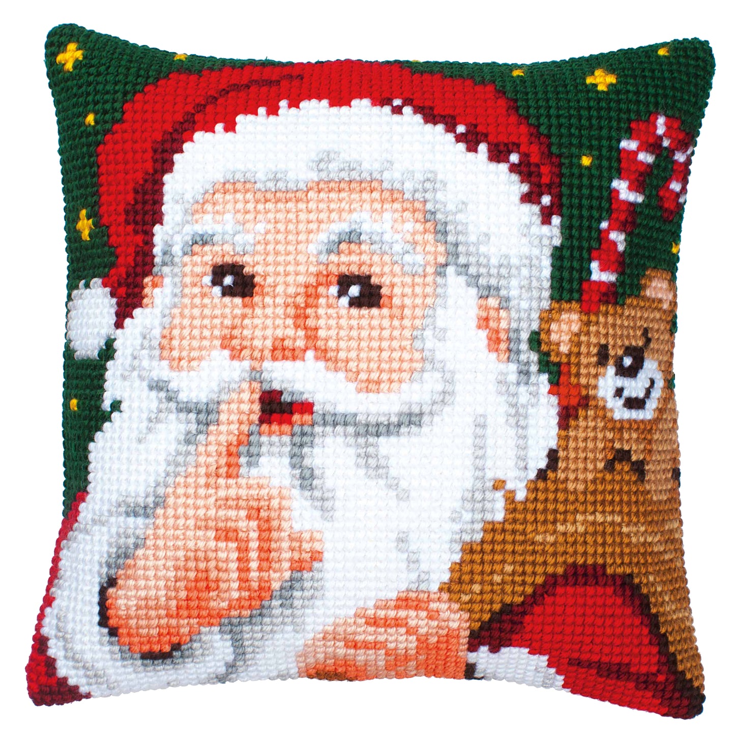 Santa Christmas Large Holed Cross Stitch Cushion Kit by Vervaco