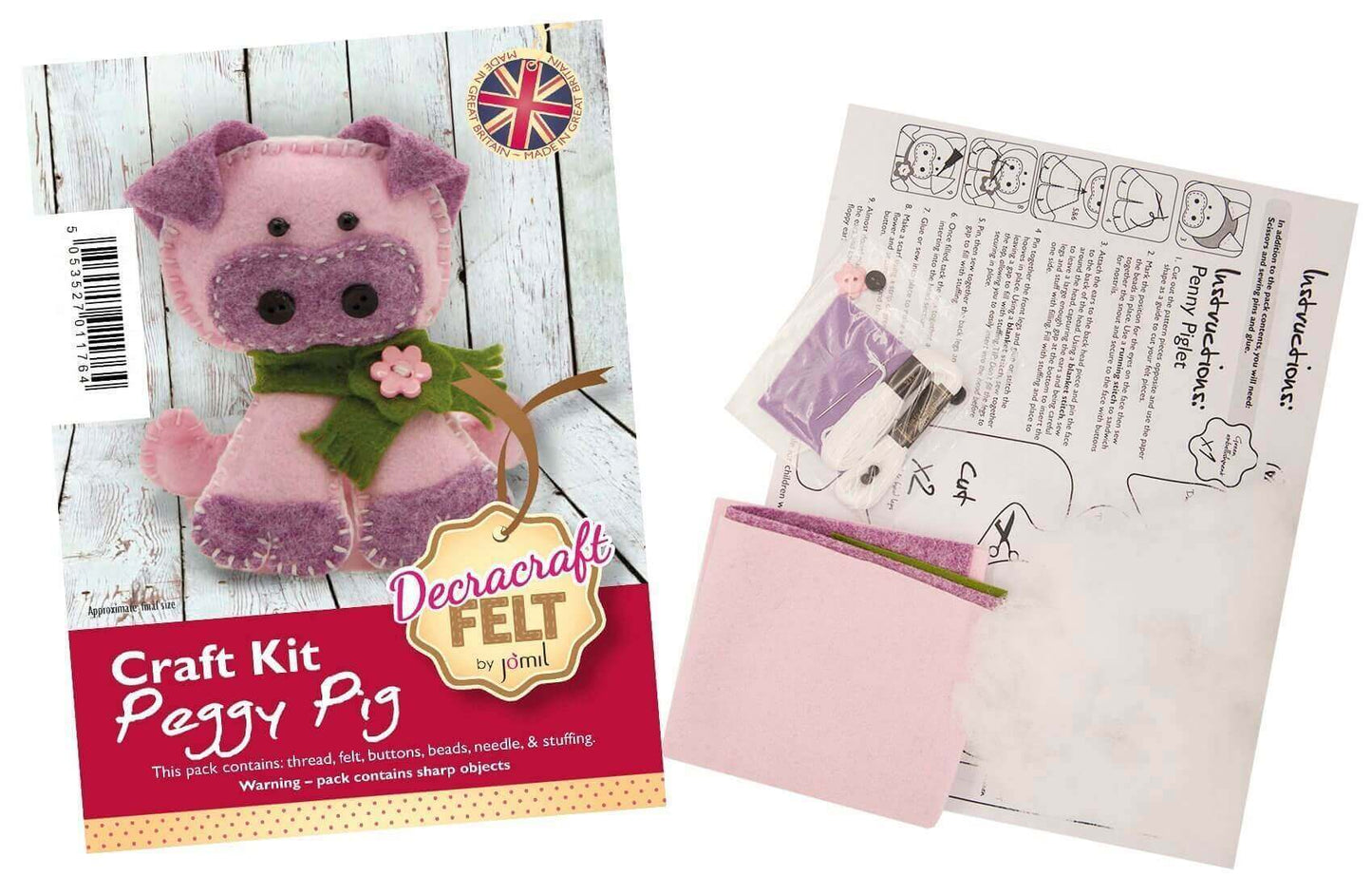 Peggy Pig Felt Kit - Lovely Beginners Felting Kit